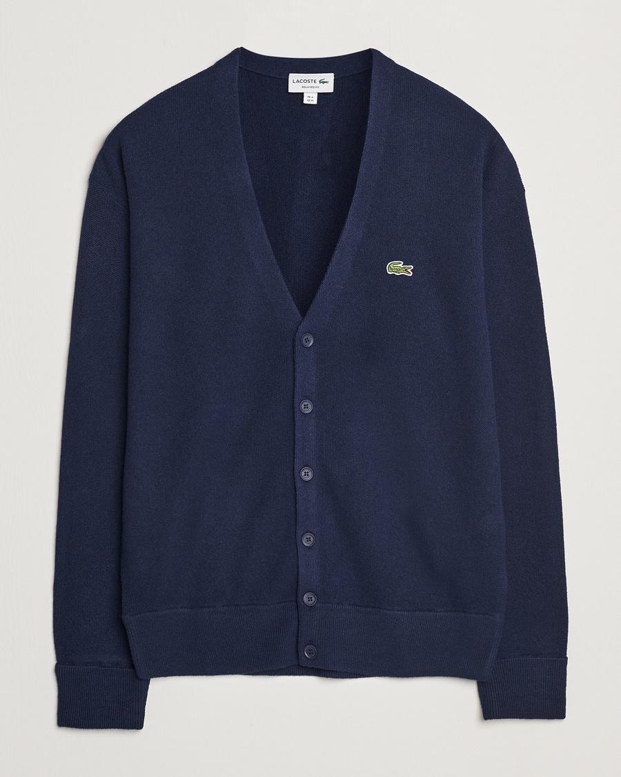 Lacoste Carded Wool Cardigan Navy – Sininen