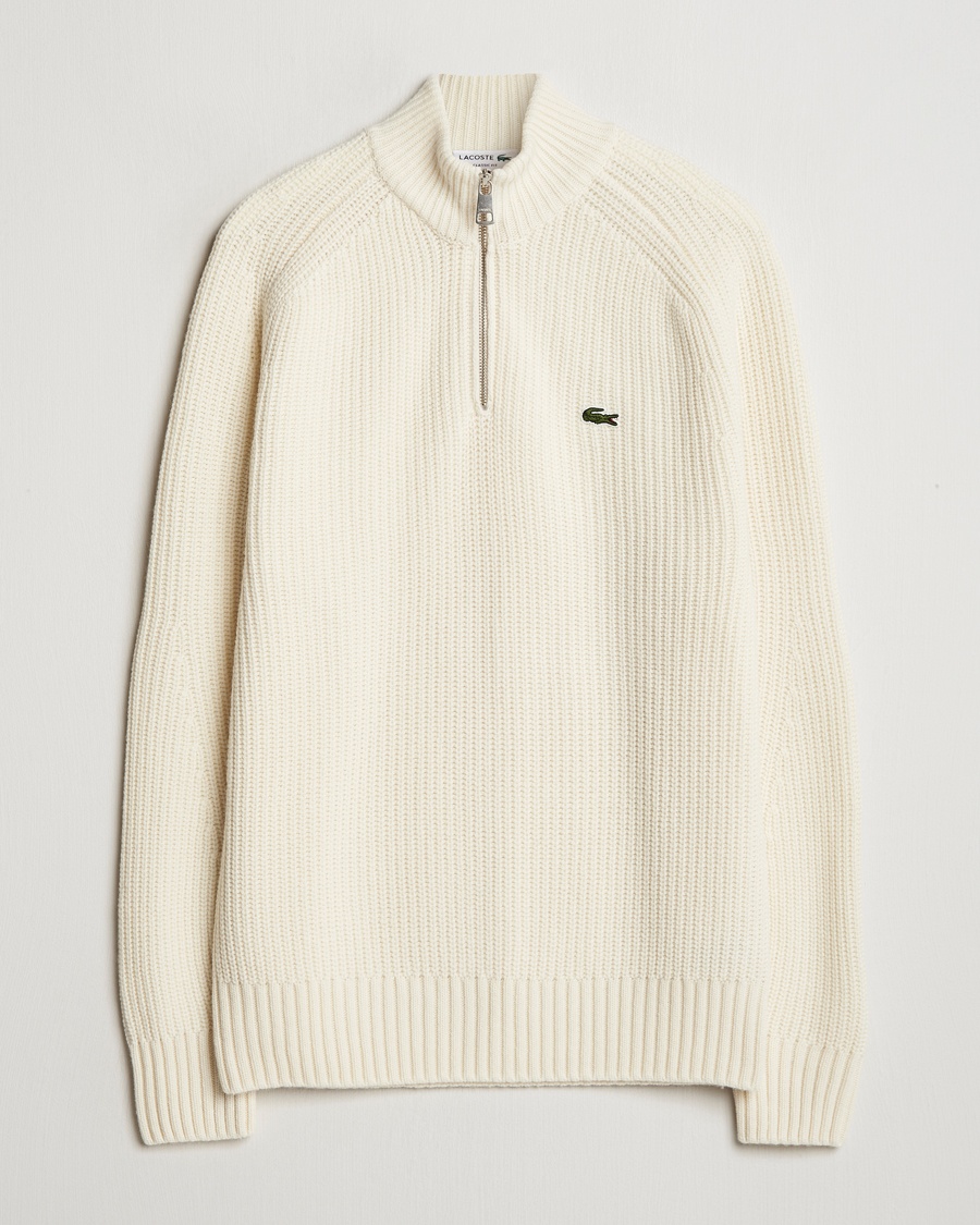 Lacoste Heavy Knitted Wool Half Zip Lapland – Valkoinen