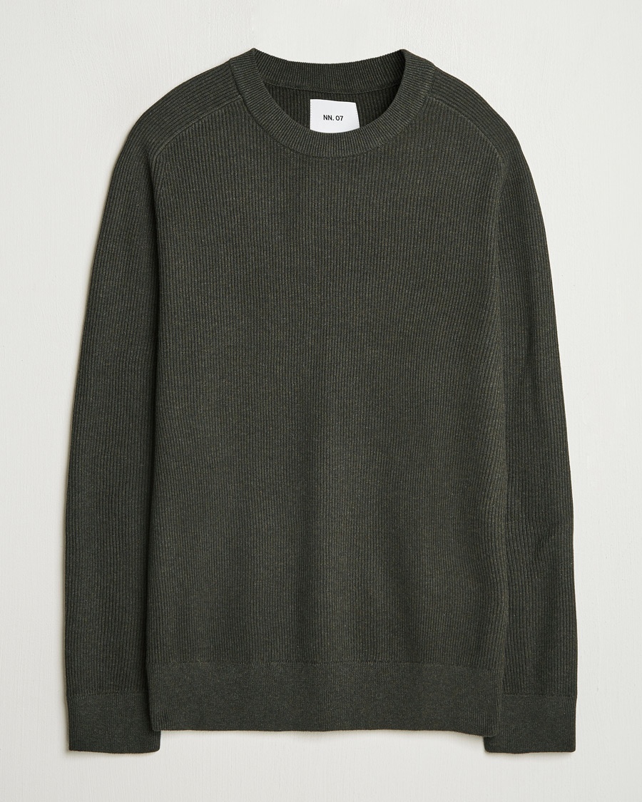 NN07 Kevin Cotton Knitted Sweater Dark Army – Vihreä