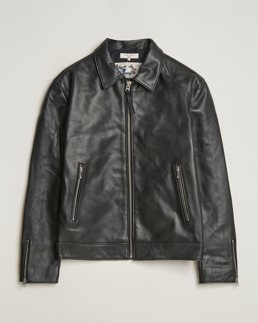 Nudie Jeans Eddy Rider Leather Jacket Black – Musta