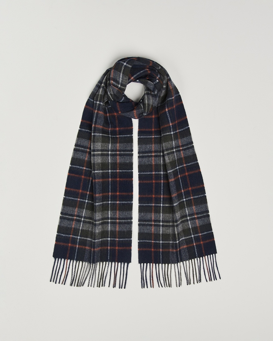 Barbour Lifestyle Lambswool/Cashmere New Check Tartan Navy/Dark Ginger – Sininen