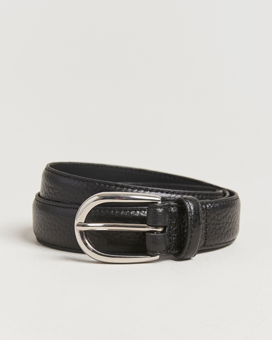 Loake Shoemakers Harry Grained Leather Belt Black – Musta