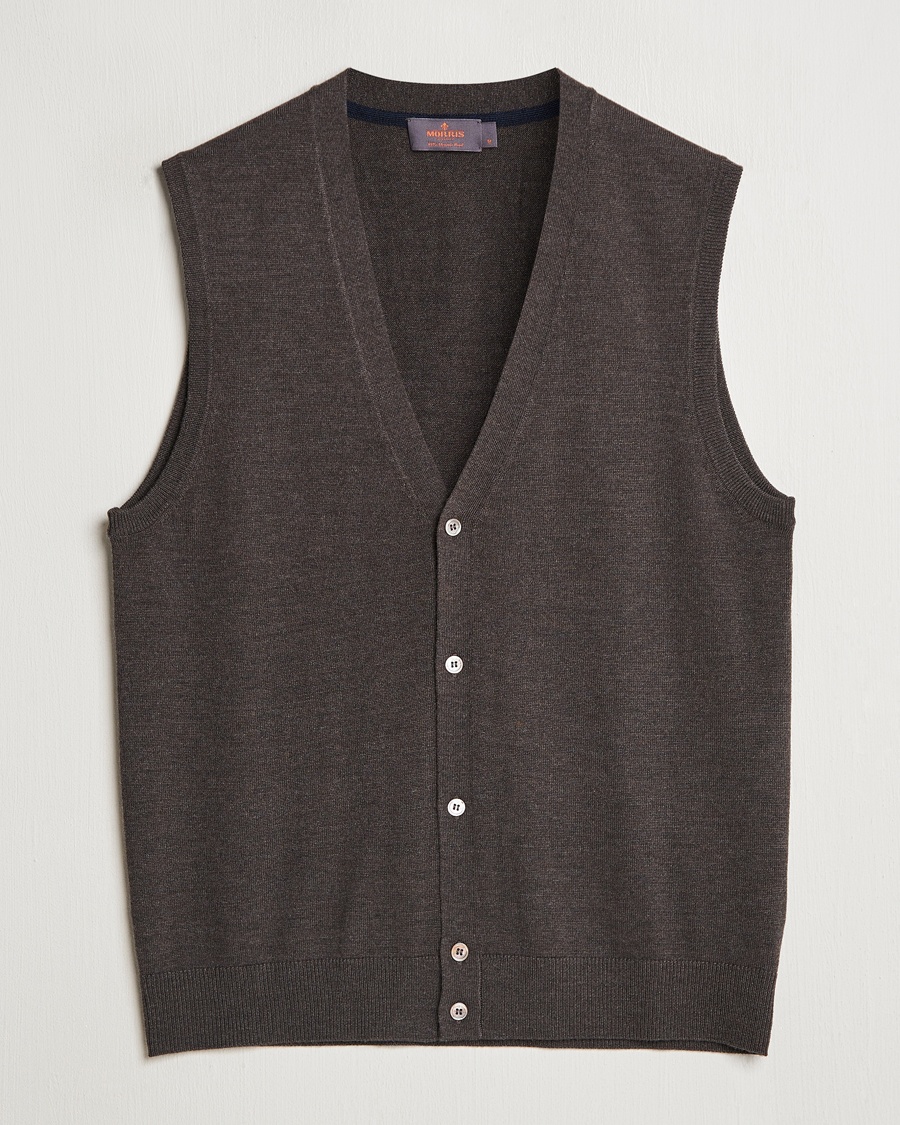 Morris Merino Slipover Vest Brown – Ruskea