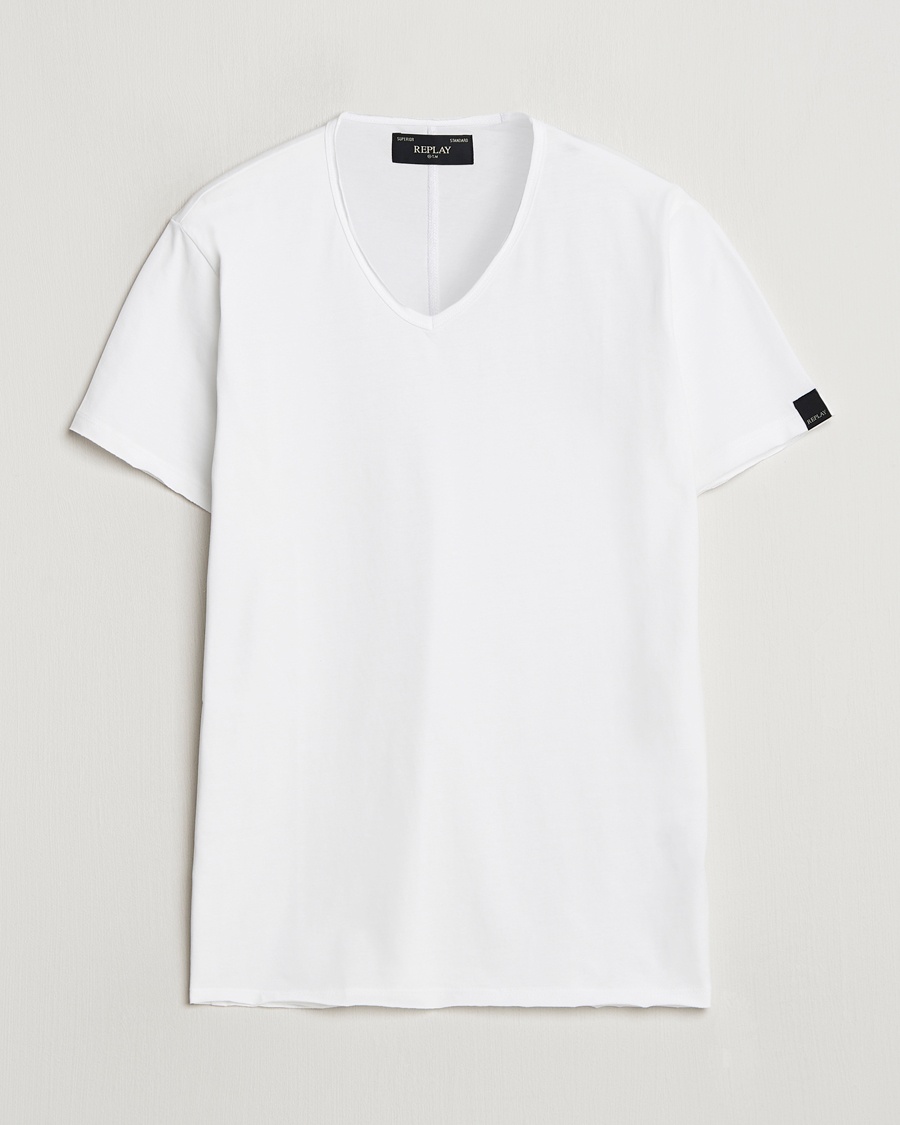 Replay V-Neck T-Shirt White – Valkoinen