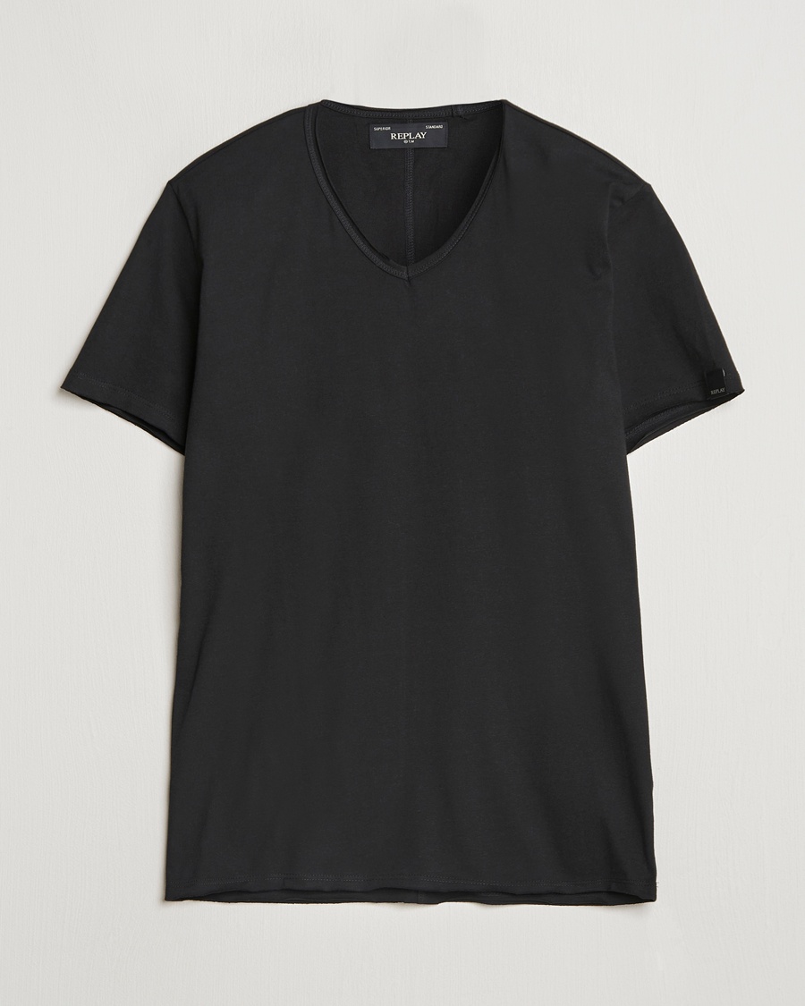 Replay V-Neck T-Shirt Black – Musta