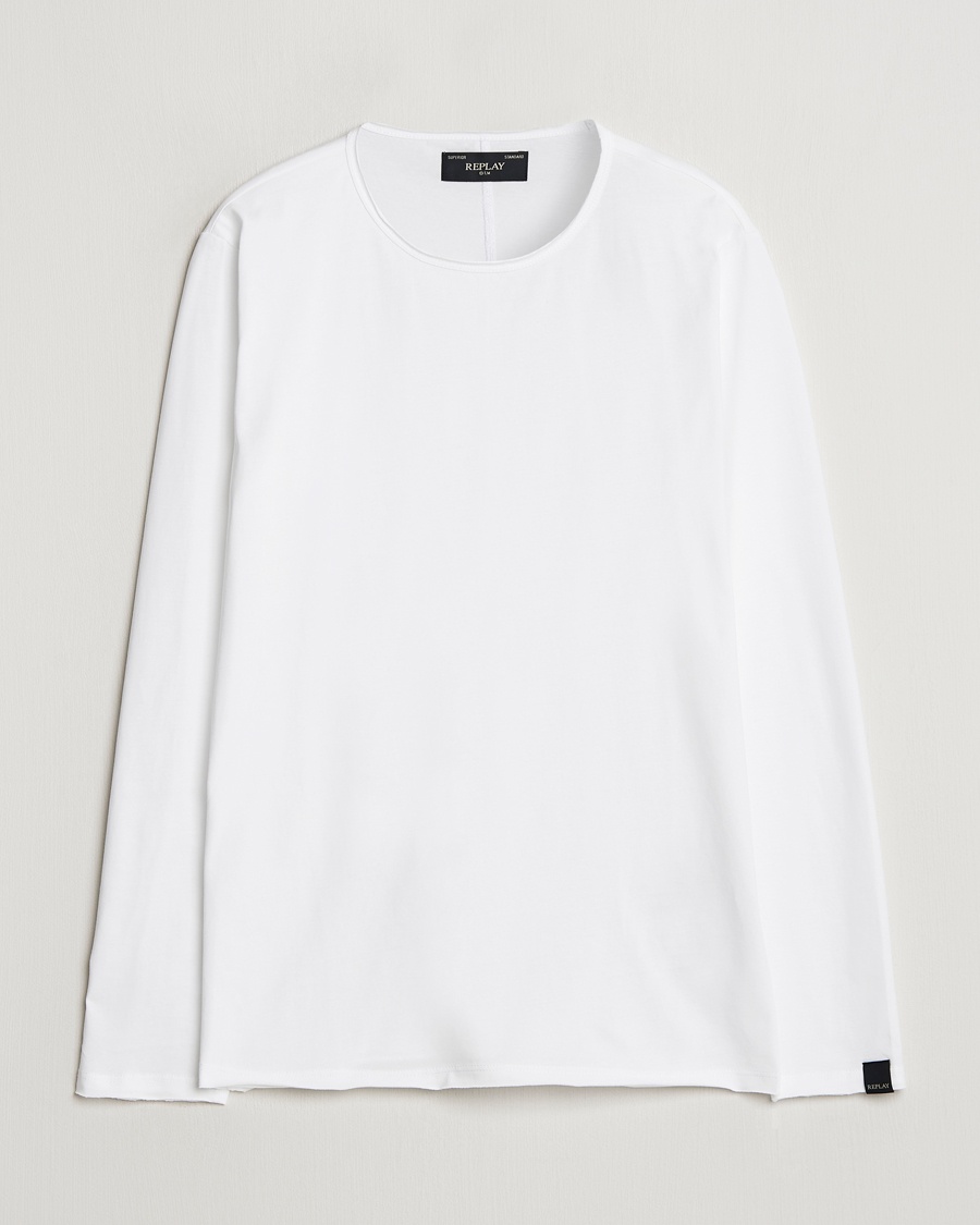 Replay Crew Neck Long Sleeve T-Shirt White – Valkoinen