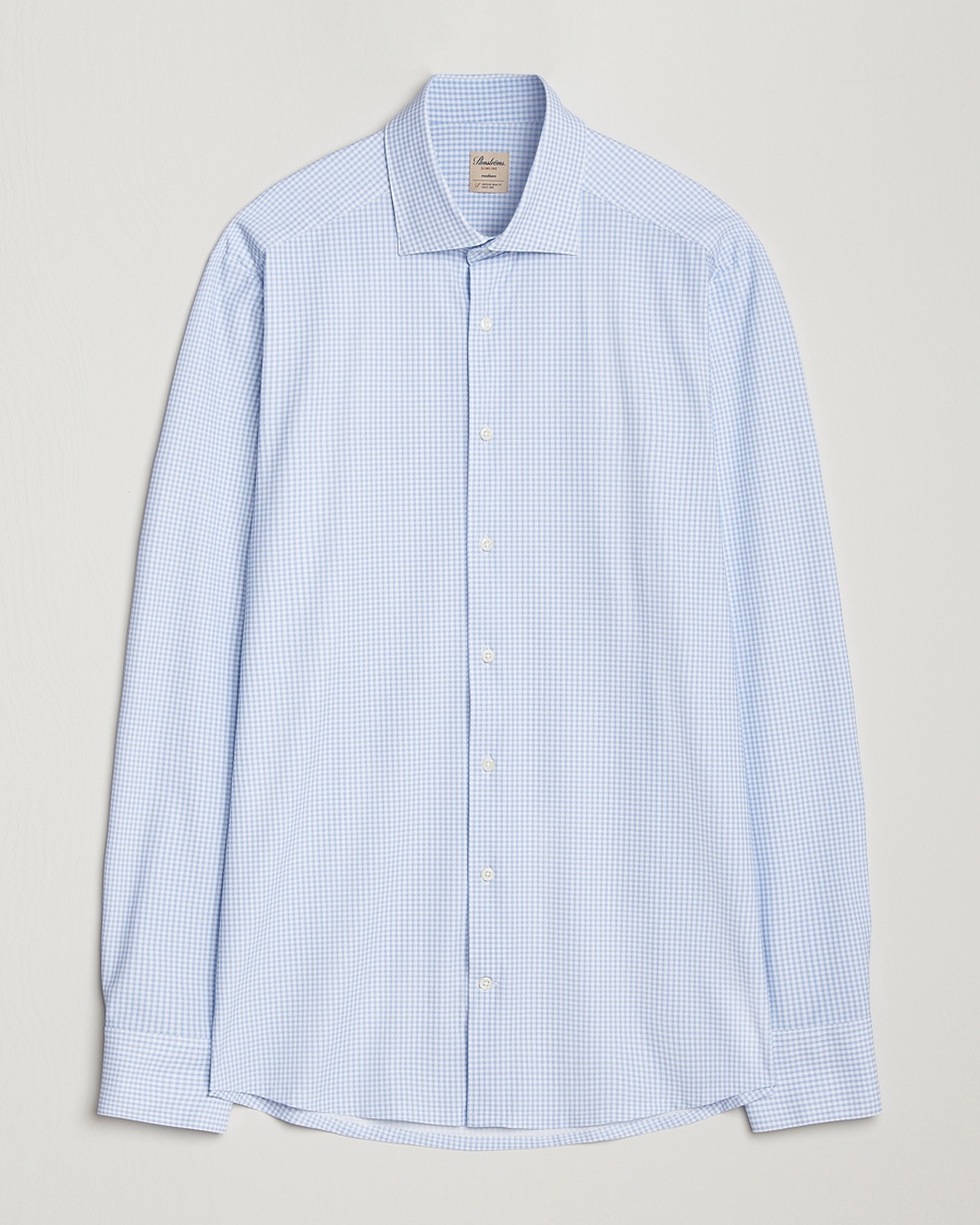  Stenströms Slimline Active Stretch Houndstooth Shirt Light Blue – Sininen