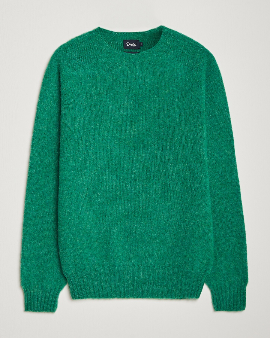 Drake's Brushed Shetland Crew Green – Vihreä