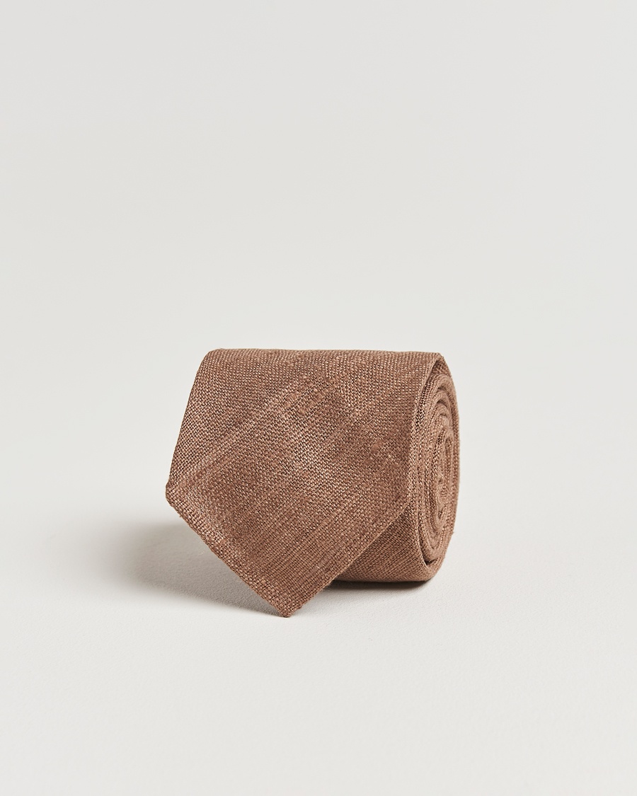 Drake's Drake'sSilk Tussah Handrolled TieCoffee – Ruskea