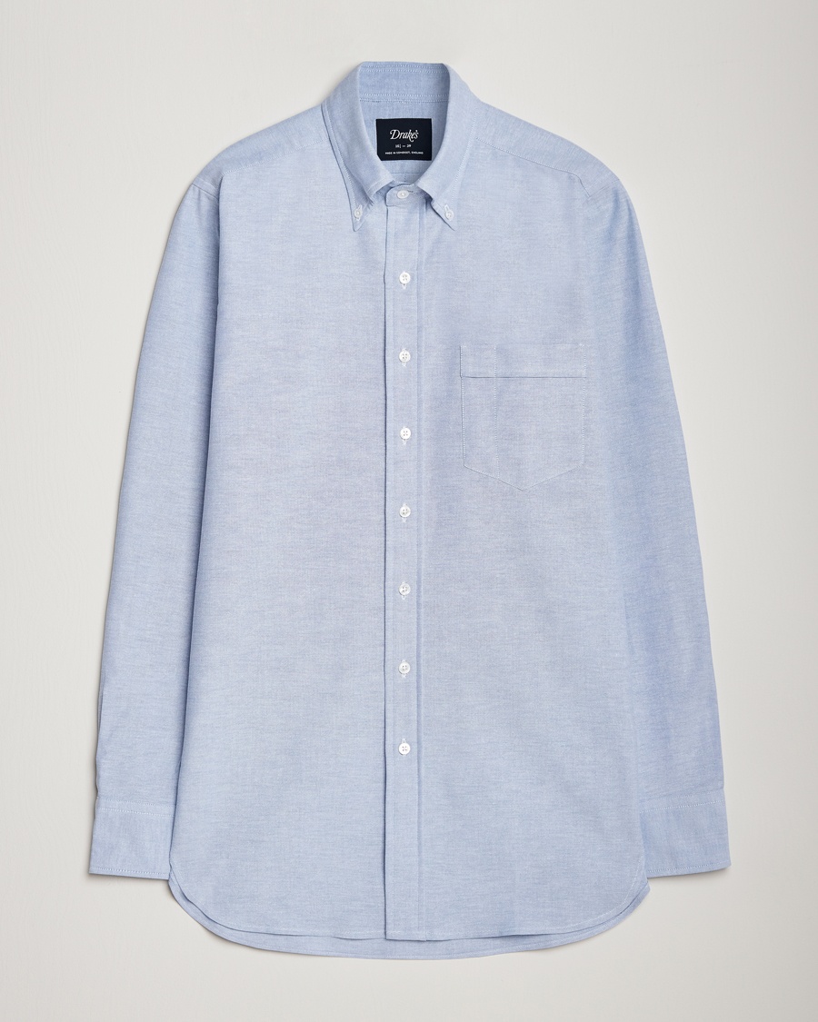 Drake's Button Down Oxford Shirt Blue – Sininen