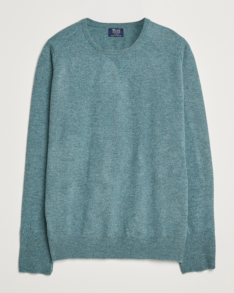 William Lockie Rob Lambswool Crewneck Caspian – Vihreä