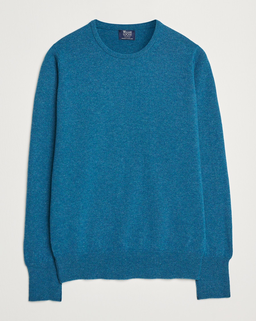 William Lockie Rob Lambswool Crewneck Mallard – Sininen
