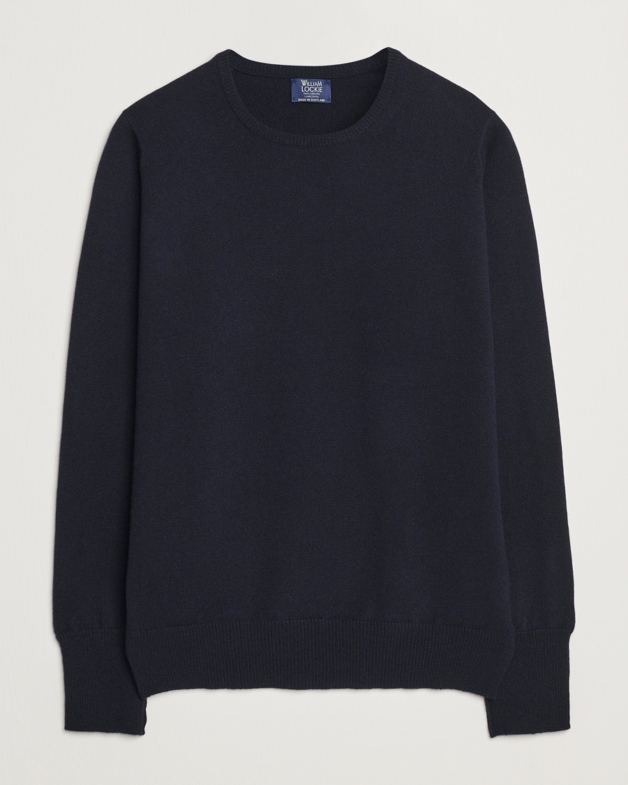 William Lockie Rob Lambswool Crewneck Navy – Sininen