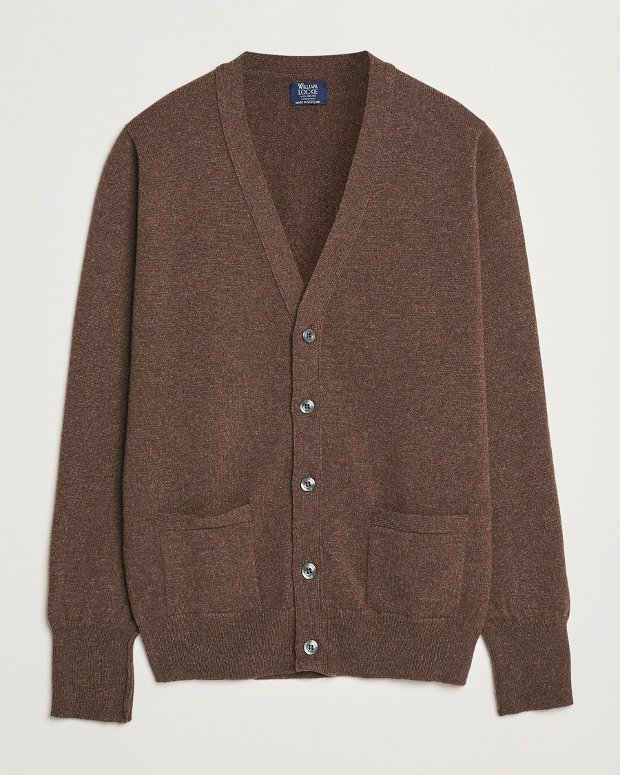 William Lockie Rob Lambswool Cardigan Mocha – Ruskea