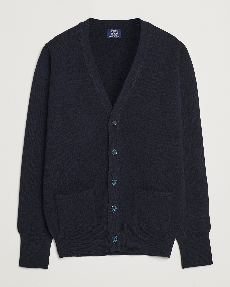 William Lockie Rob Lambswool Cardigan Navy – Sininen