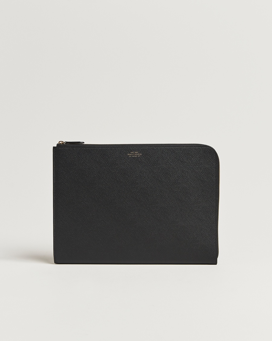 Smythson Panama Small Laptop Case Black – Musta