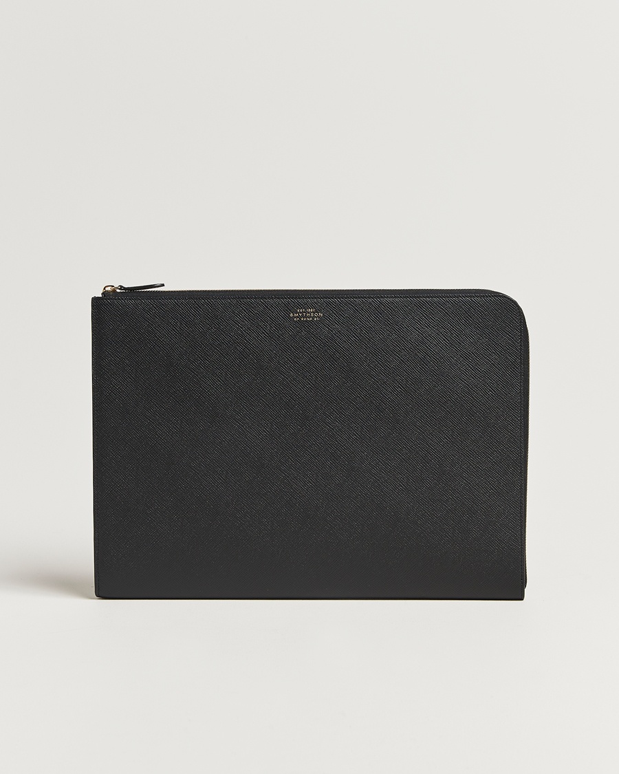 Smythson Panama Large Laptop Case Black – Musta