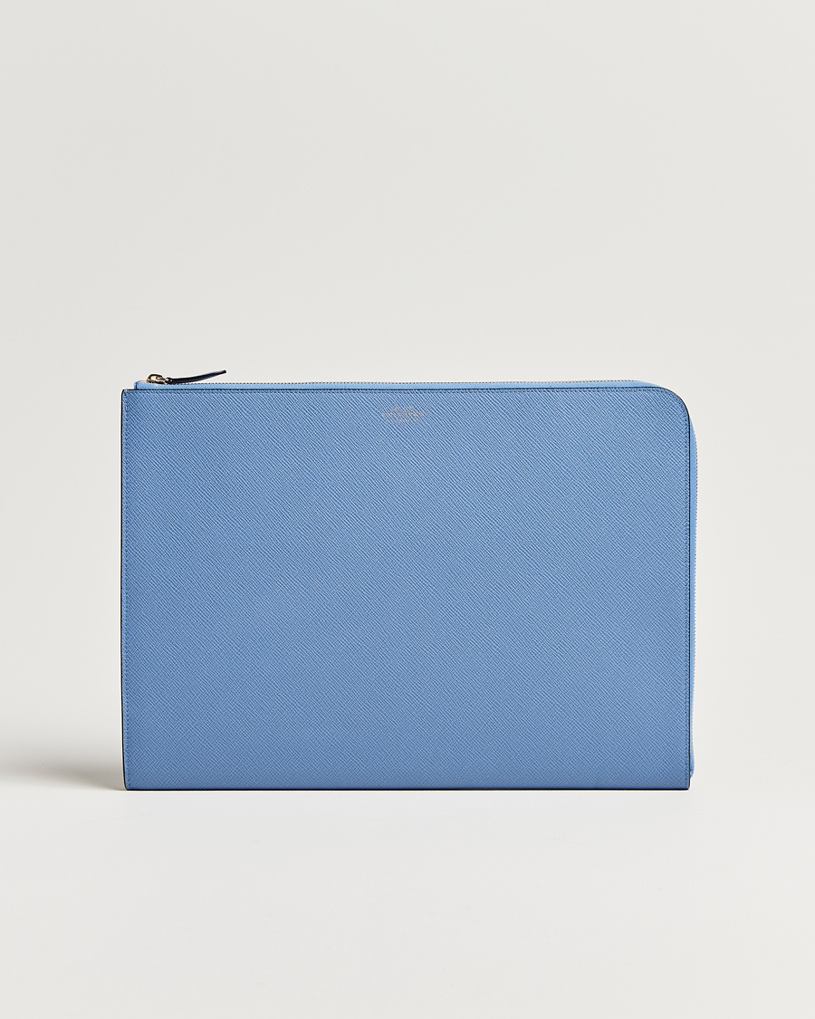 Smythson Panama Large Laptop Case Nile Blue – Sininen