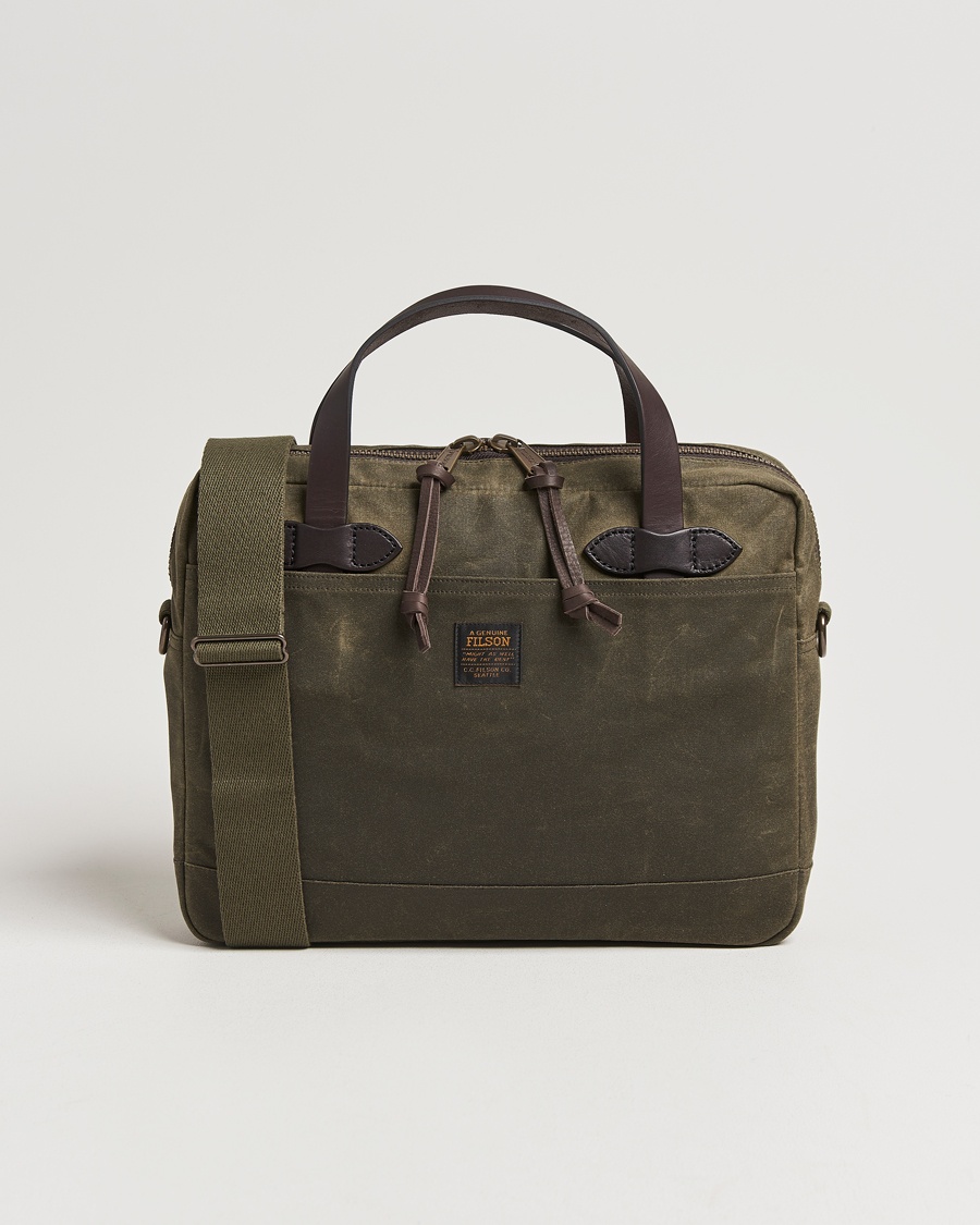 Filson Tin Cloth Compact Briefcase Otter Green – Vihreä