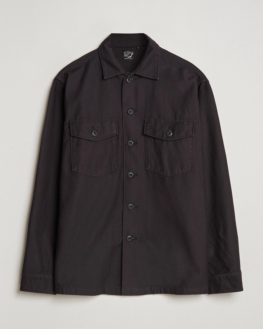 orSlow Cotton Sateen US Army Overshirt Black – Musta