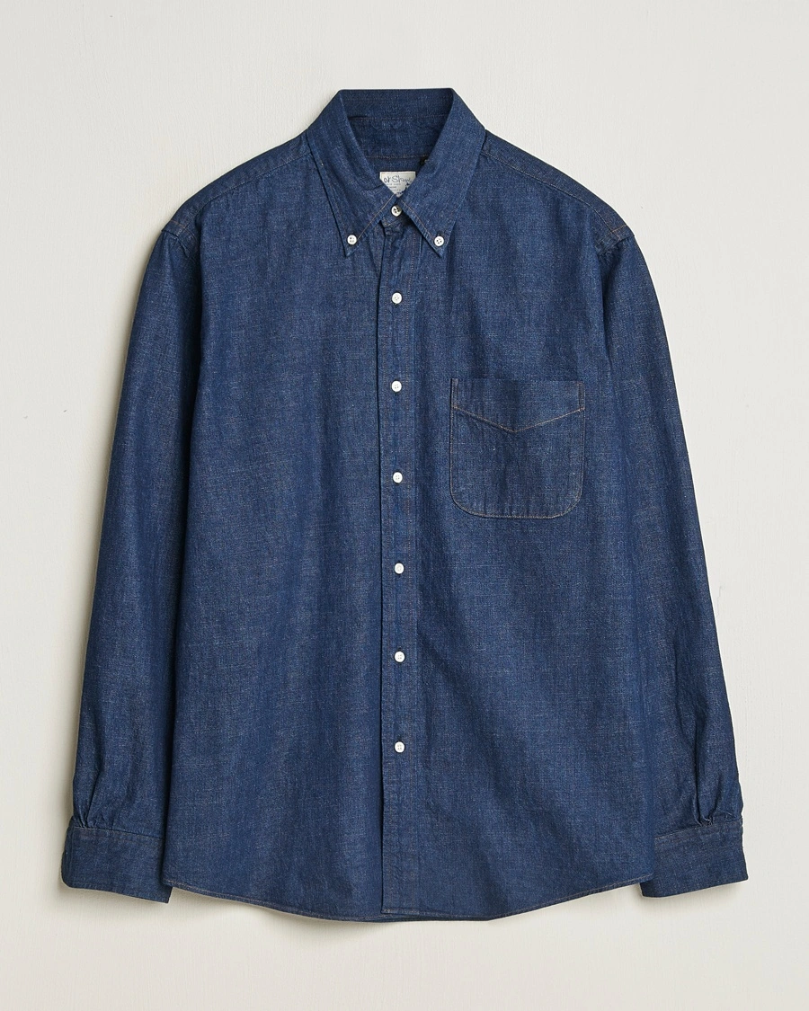 orSlow Denim Button Down Shirt One Wash – Sininen