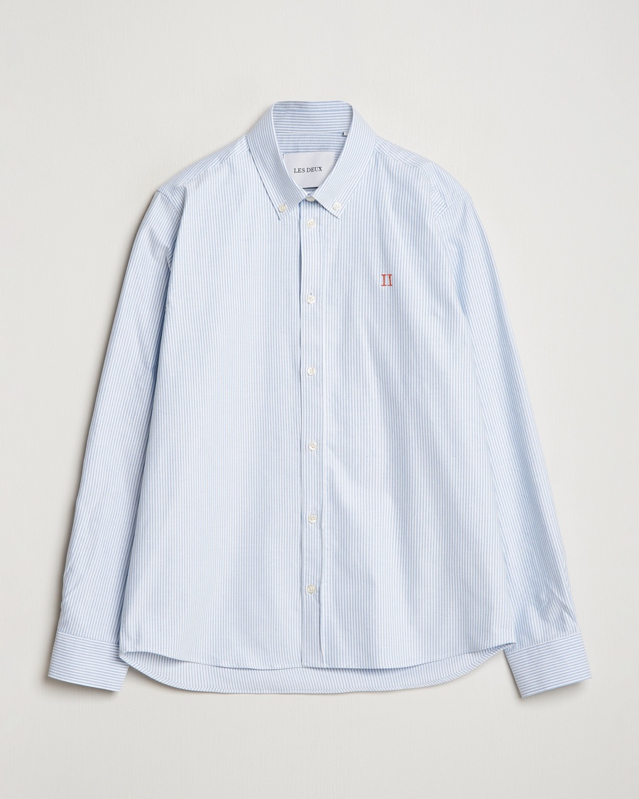 LES DEUX Konrad Contrast Oxford Shirt Light Blue/White – Sininen