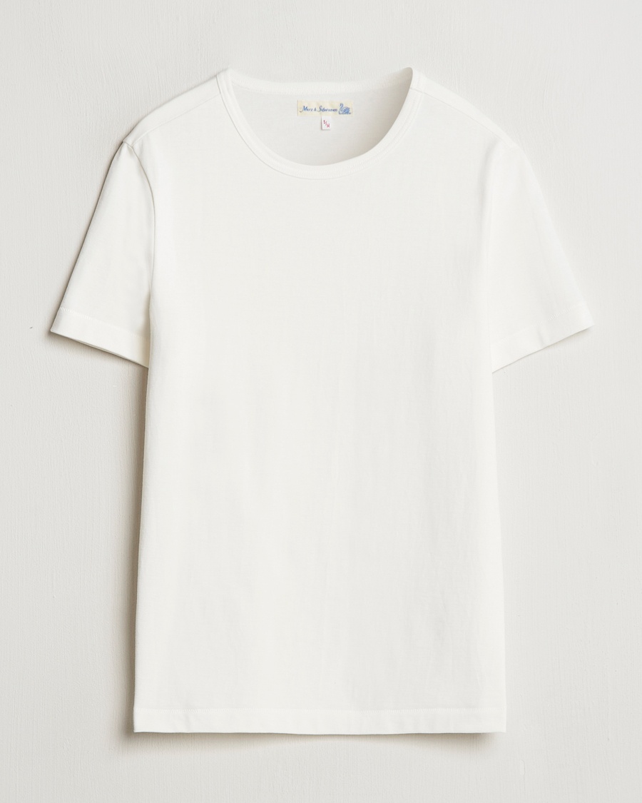 Merz b. Schwanen Classic Fit Loopwheeled T-Shirt White – Valkoinen