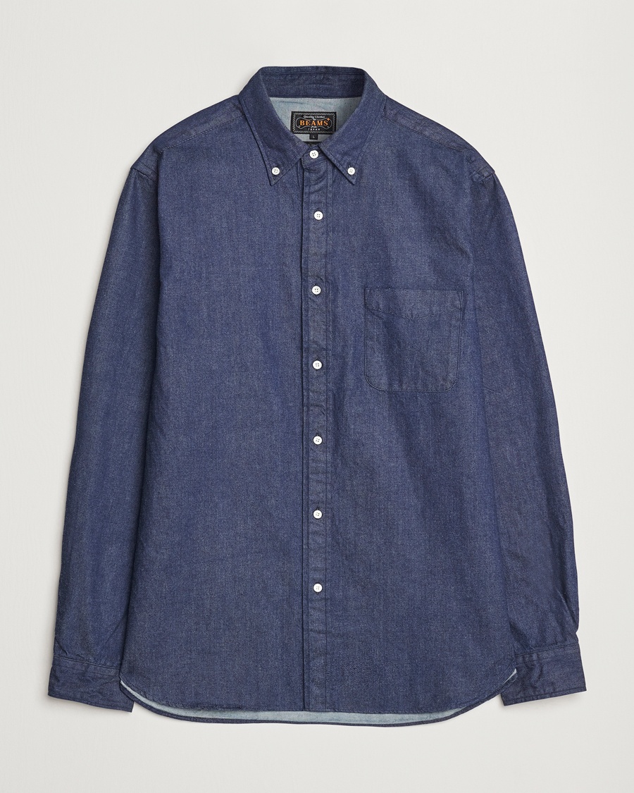 BEAMS PLUS Denim Button Down Shirt Dark Indigo – Sininen