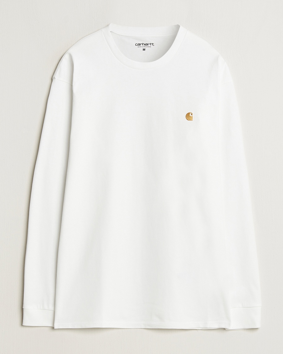 Carhartt WIP Chase Combed Cotton Long Sleeve T-Shirt White/Gold – Valkoinen