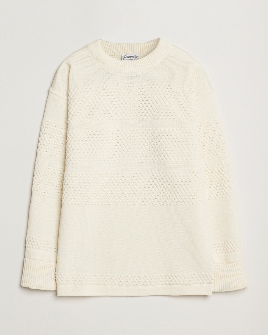 S.N.S. Herning Fisherman Wool Crew Neck Sweater Natural White – Valkoinen