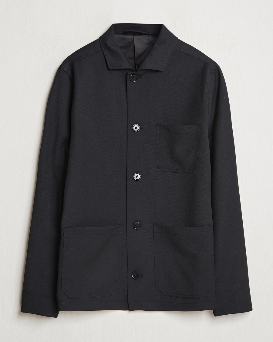 Filippa K Louis Wool Gabardine Shirt Jacket Black – Musta