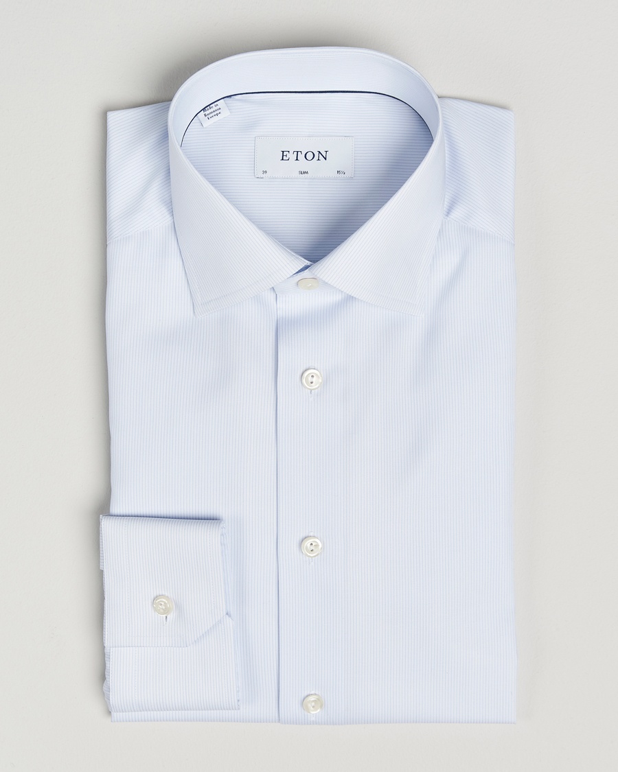 Eton Slim Fit Twill Hairline Stripe Shirt Blue/White – Sininen