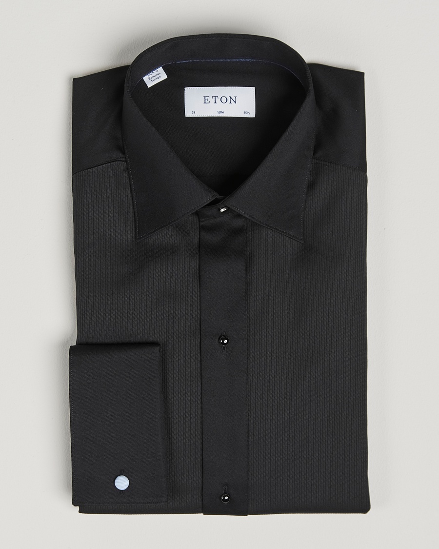 Eton Slim Fit Plissé Tuxedo Shirt Black – Musta