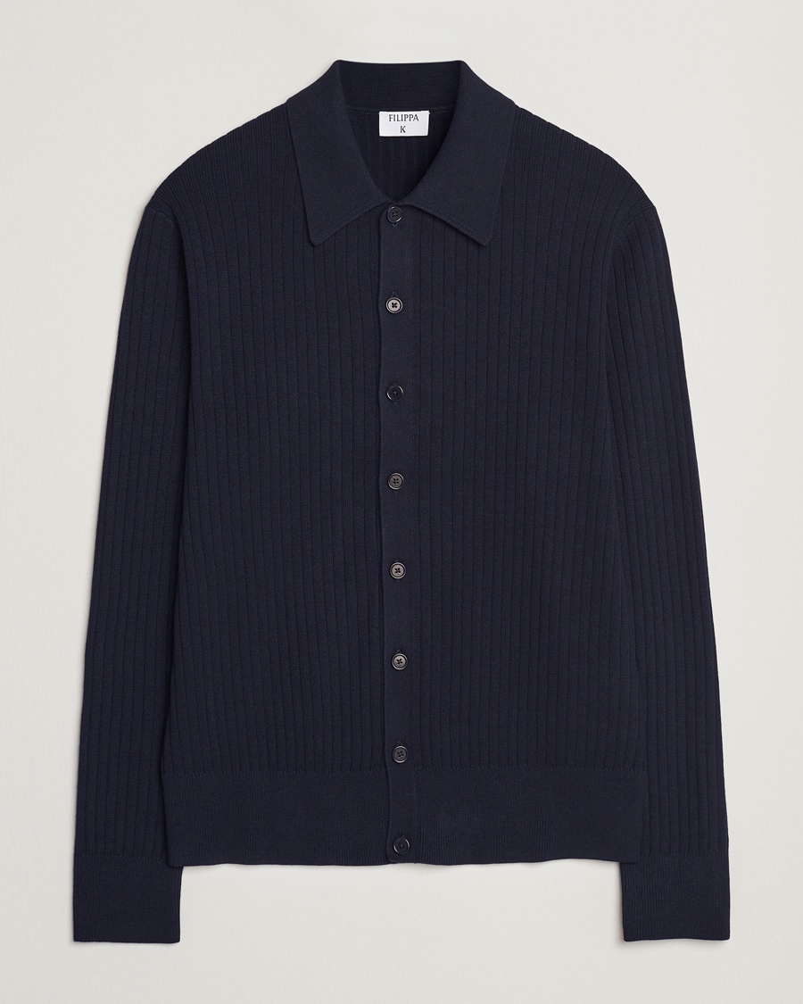 Filippa K Cotton Merino Knitted Cardigan Navy – Sininen