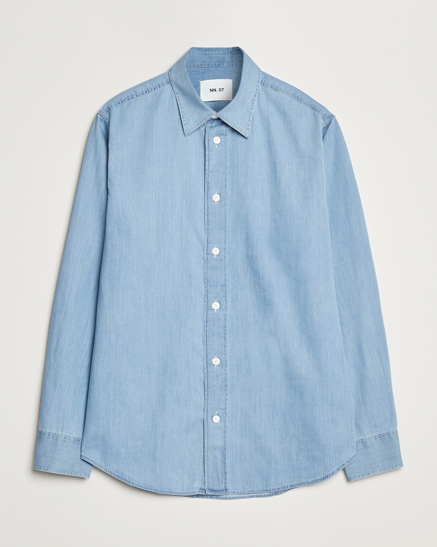 NN07 Colby Denim Shirt Bleached Indigo – Sininen