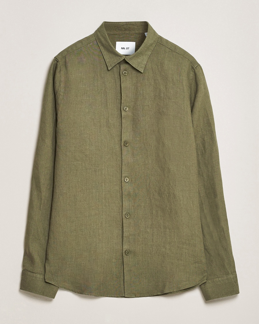NN07 Enzo Linen Shirt Capers Green – Vihreä