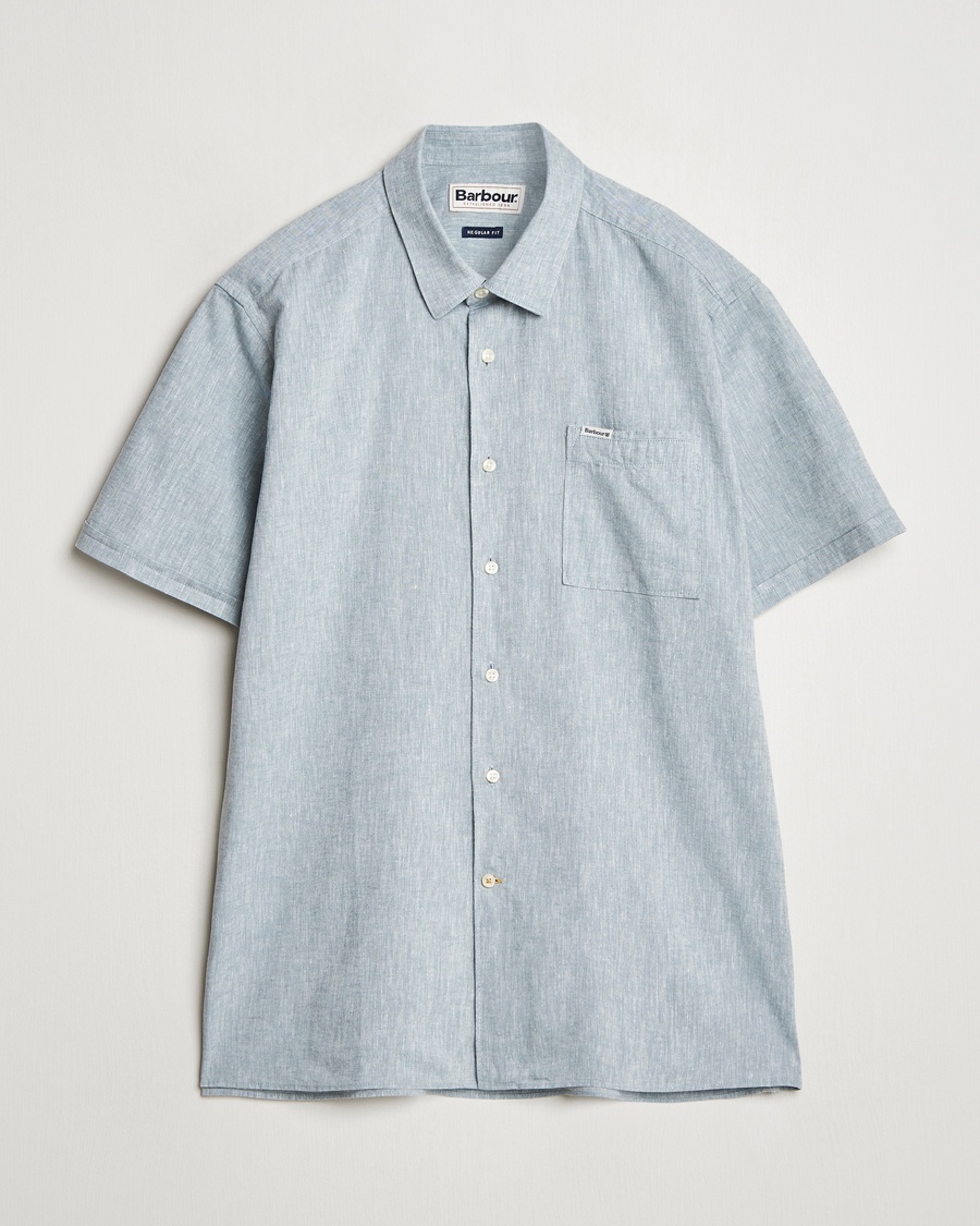 Barbour Lifestyle Nelson Short Sleeve Linen/Cotton Shirt Lead – Sininen