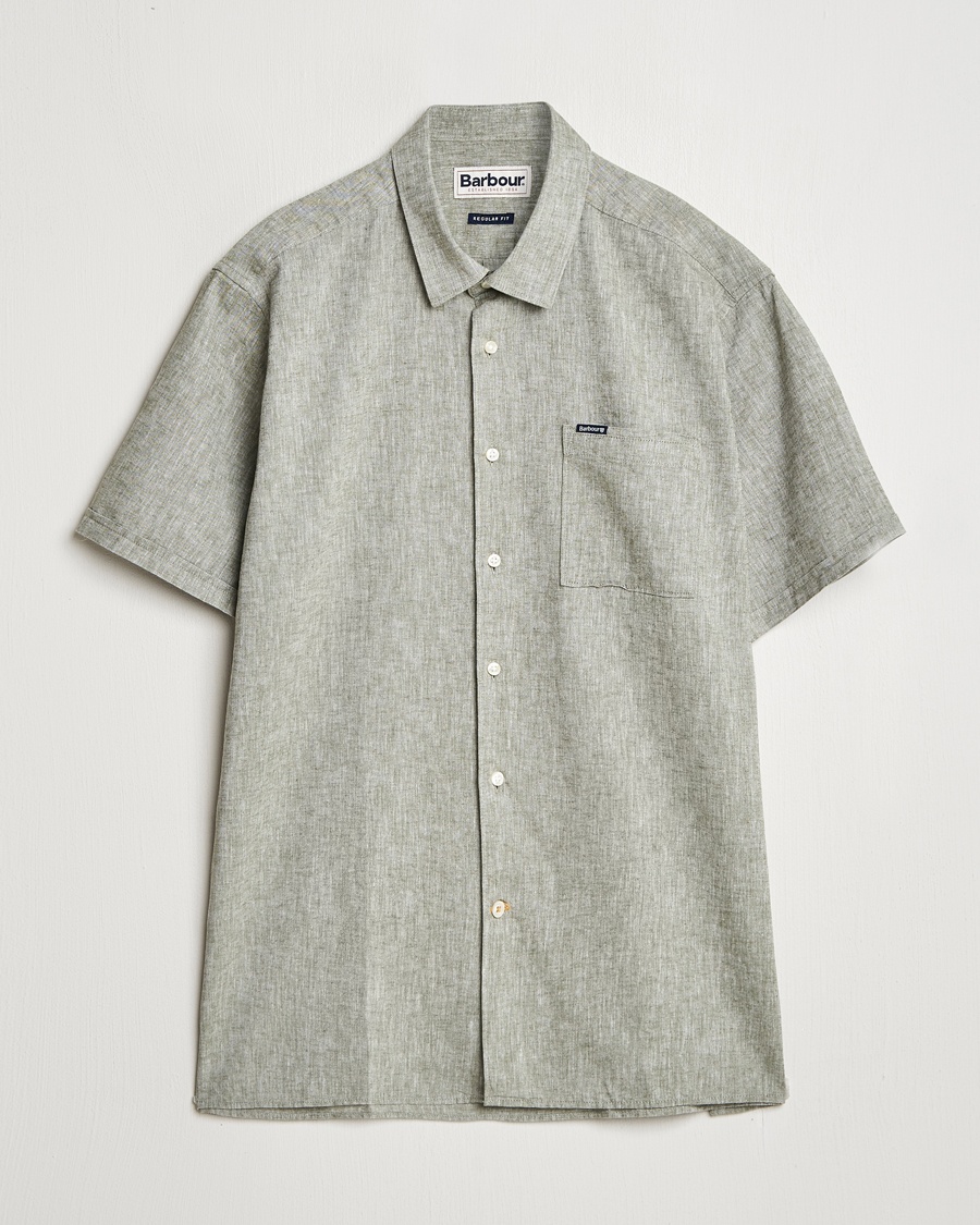 Barbour Lifestyle Nelson Short Sleeve Linen/Cotton Shirt Bleached Olive – Vihreä