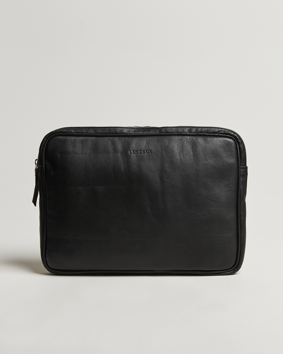 LES DEUX Leather Laptop Sleeve Black – Musta