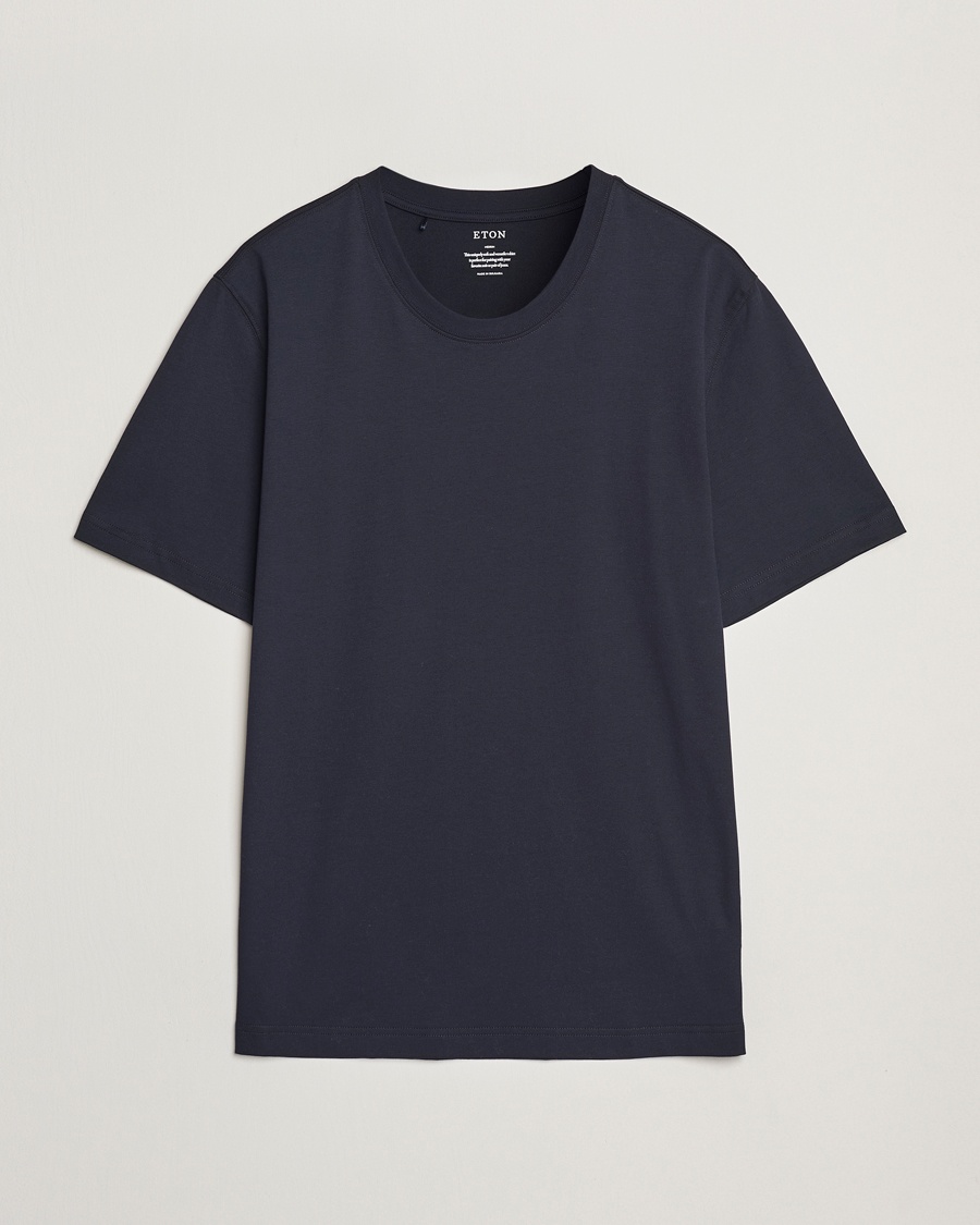 Eton Mercerized Jersey Crew Neck T-Shirt Navy Blue – Sininen