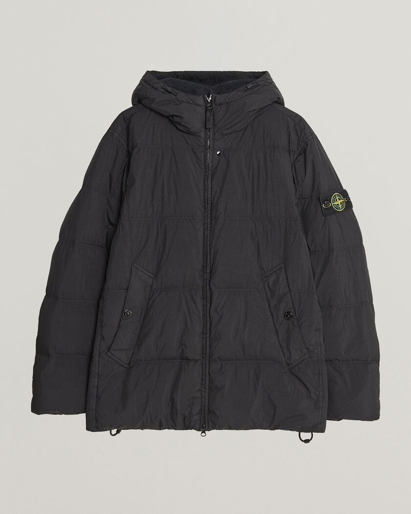Stone Island Crinkle Reps Padded Hood Down Jacket Black – Musta