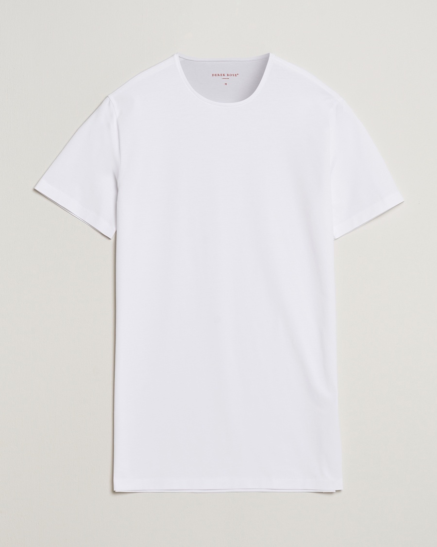 Derek Rose Pima Cotton Crew Neck T-Shirt White – Valkoinen