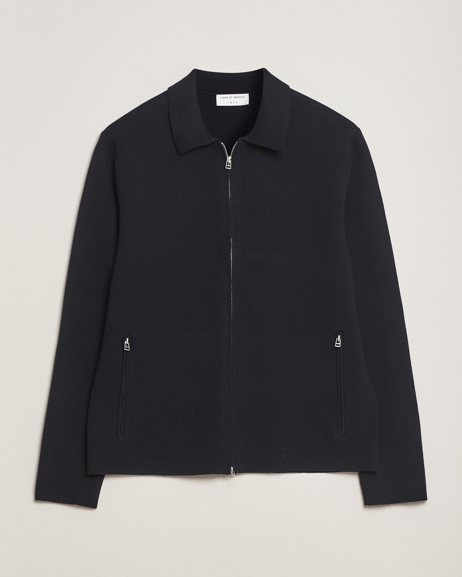 Tiger of Sweden Celyn Cotton/Wool Full Zip Light Ink – Sininen