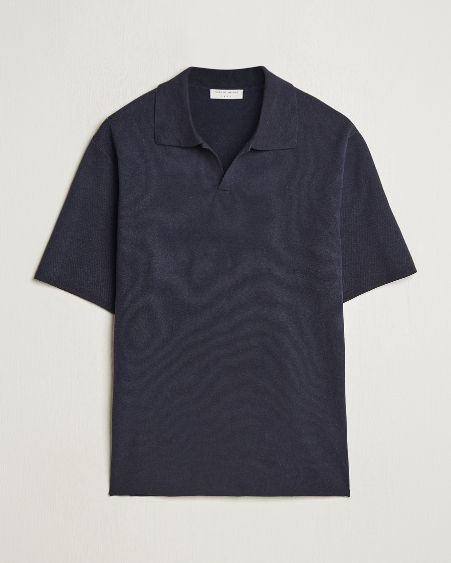 Tiger of Sweden Maelon Cotton/Linen Polo Light Ink – Sininen