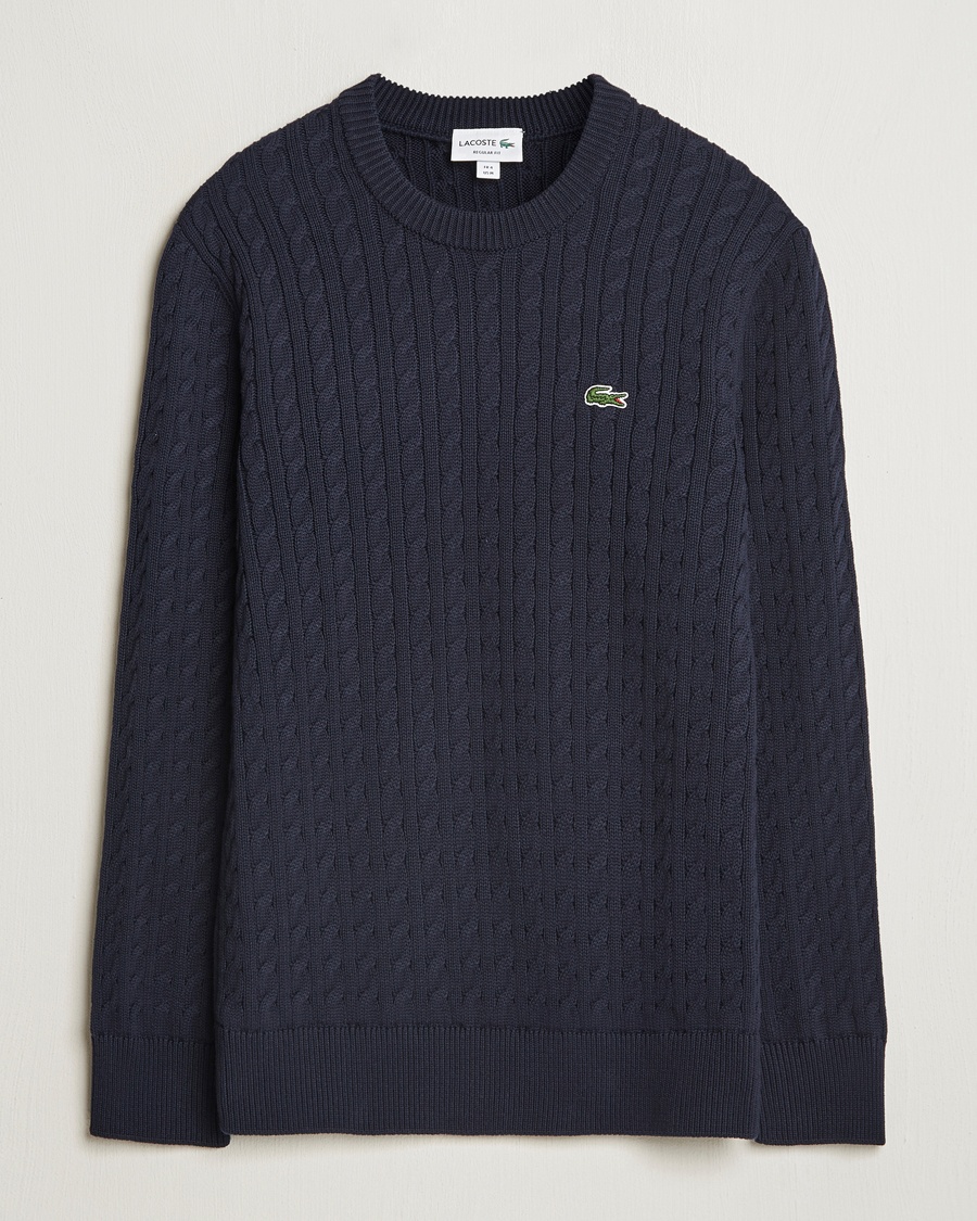 Lacoste Cotton Cable Sweater Navy Blue – Sininen