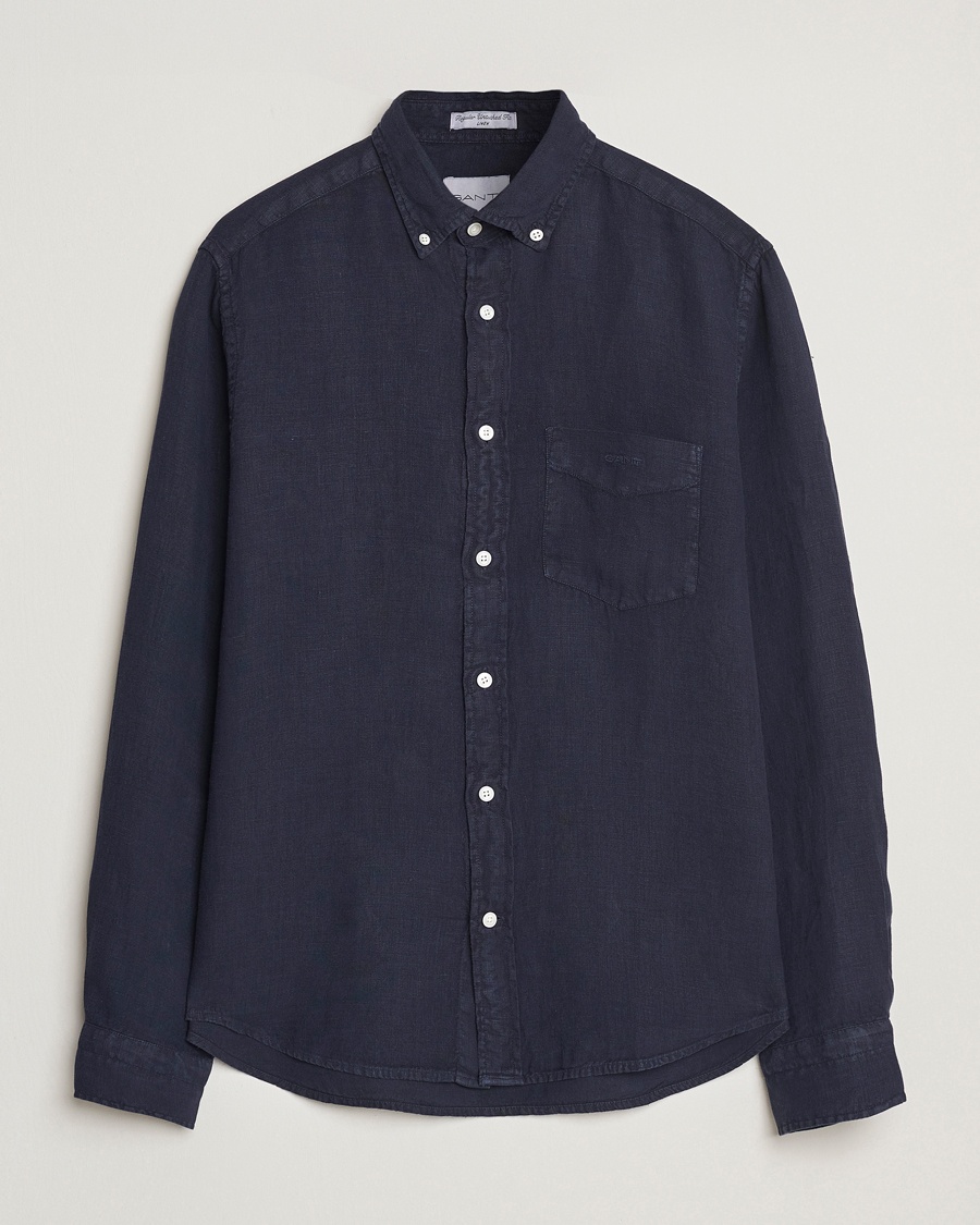Gant Regular Fit Garment Dyed Linen Shirt Evening Blue – Sininen
