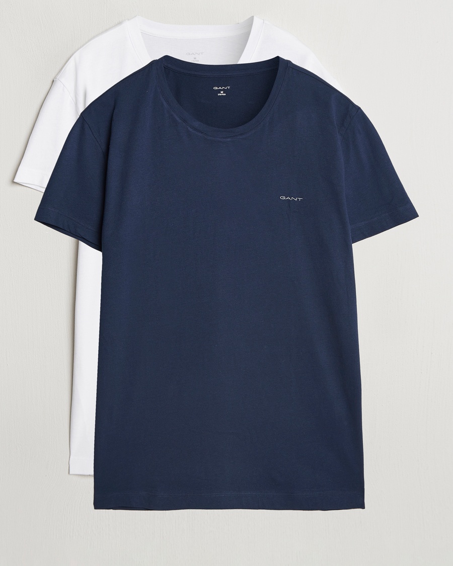 Gant 2-Pack Crew Neck T-Shirt Navy/White – Sininen