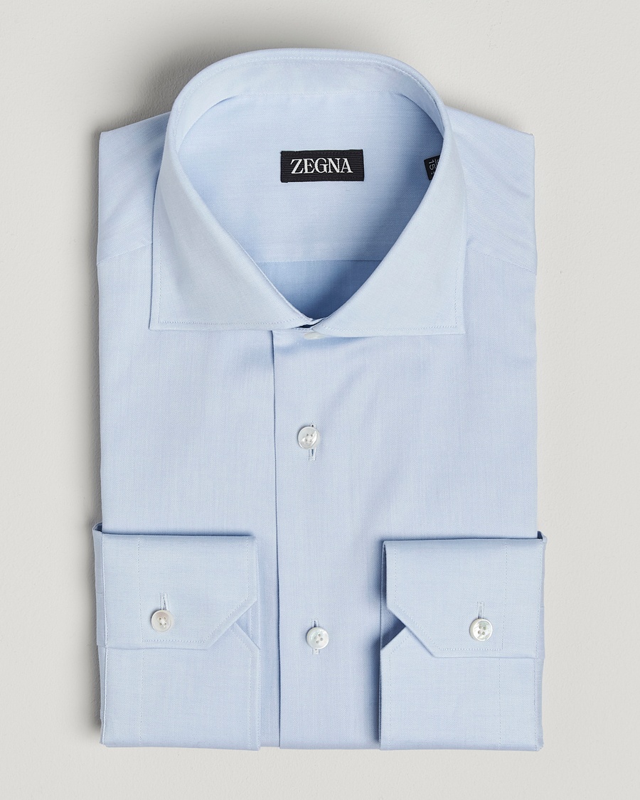 Zegna Slim Fit Cotton Dress Shirt Light Blue – Sininen
