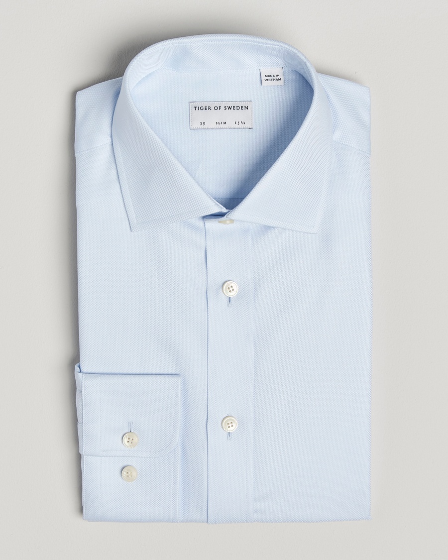 Tiger of Sweden Adley Structured Slim Fit Cut Away Shirt Light Blue – Sininen