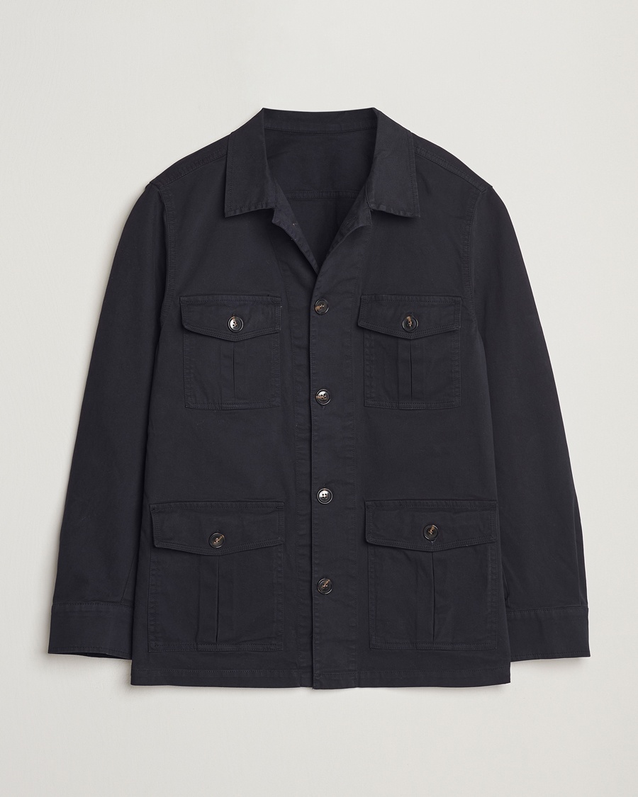 Oscar Jacobson Safari Shirt Jacket Navy – Sininen